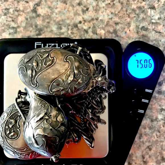 CHATELAINE Antique 1800’s Silver Brooch~hallmarks stamped~European in origin - Picture 2 of 16